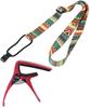 STELLAFISSA Ukulele Strap, Ukulele Capo, No-Drilling Required, Hook (Ukulele Strap and Capo Set, Red)