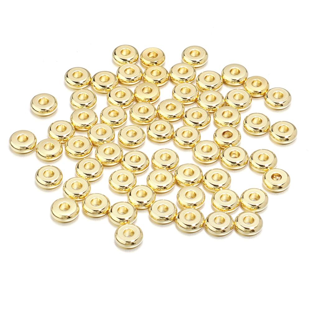 

20/50Pcs Stainless Steel Spacer Beads Gold Color Wheel Loose Flat Round Bead For Jewelry Making Finding DIY Bracelet Accessories 3x1mm Hole 1.8mm
