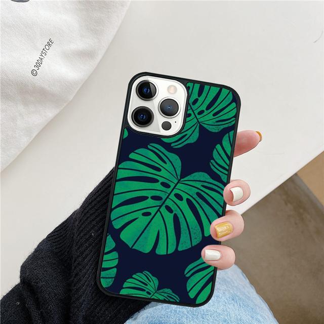 Monstera Leaves Palm Tree Flowers Phone Case Cover For iPhone 17 Air 15 16 Pro Max 14 13 12 11 Pro Max Plus