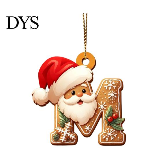 Reusable Acrylic Snowflake Berry Ornaments 2D Flat Christmas Ornaments, Gingerbread Letter Pendant with Santa Claus, Decorative Cookie Initial