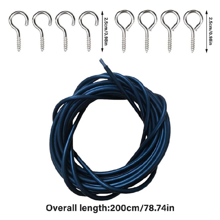 Multianvändning Gardineringsvajer 2 meters Längd Levereras med 4 Metallkrokar och 4 Skruvöglor Set Hem- och TrädgårdsgardinDekorationer