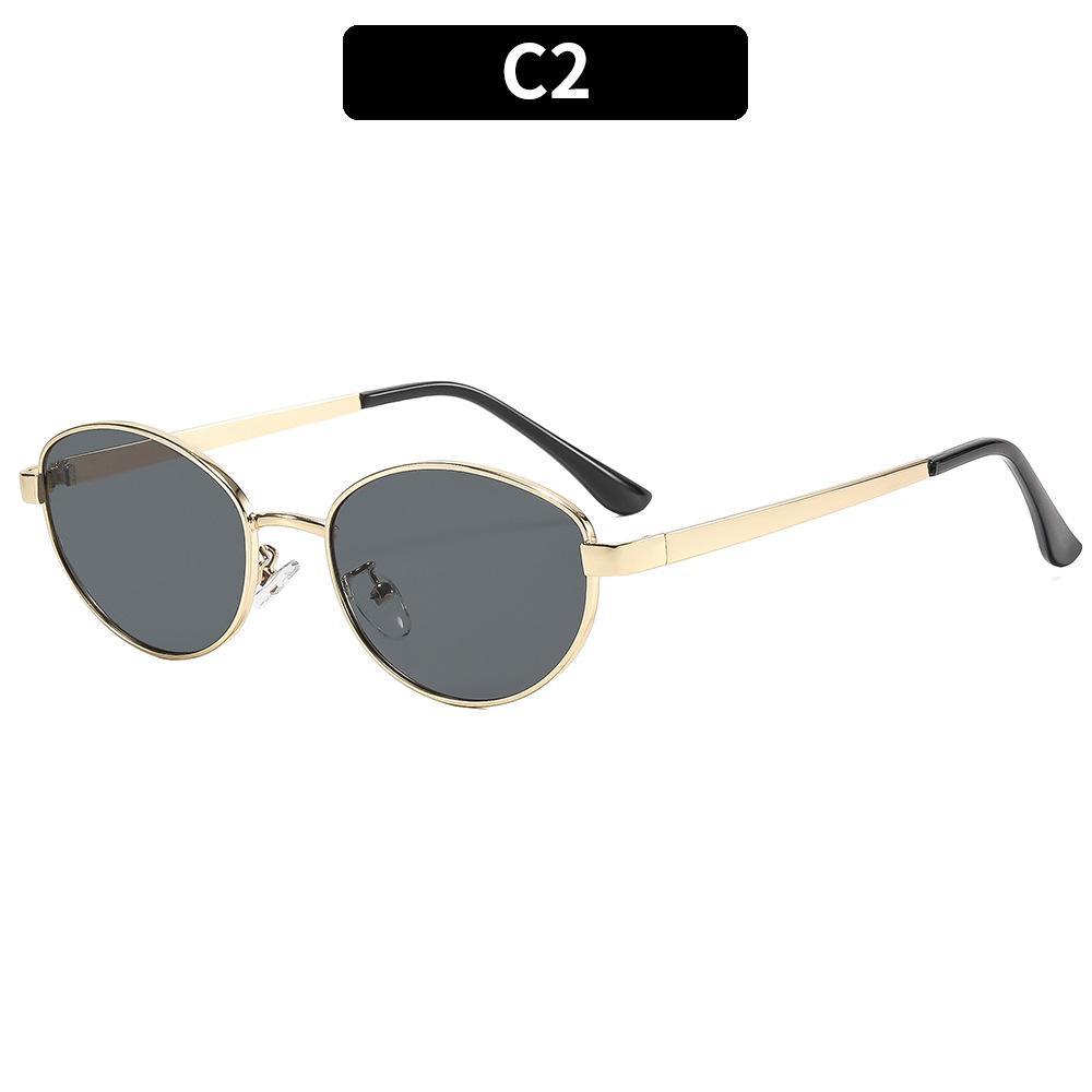 Trendy Retro Small-Frame Oval Metal Sunglasses – Stylish Outdoor Sun Protection Eyewear