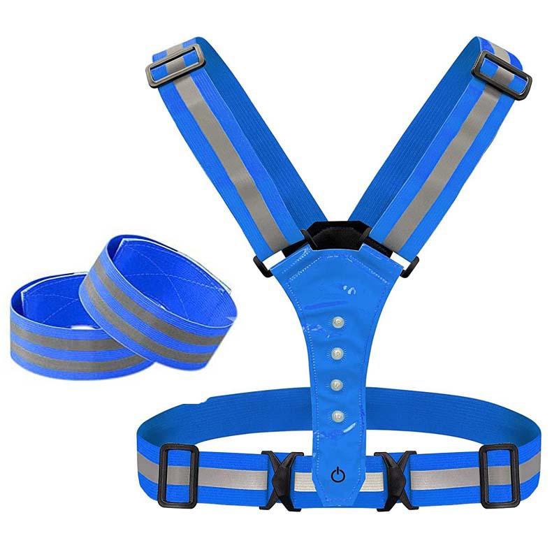 Adjustable Outdoor Sport Reflective Strap Vest LED Night Chest Lamp Safe Running Warning Light Cycling Accessories Unisex