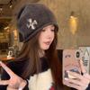 Vintage Cross Stacking Hat Women's Knitted Cold Hat Showing Small Face Big Head Circumference Thermal Hat Headgear Wool Hat