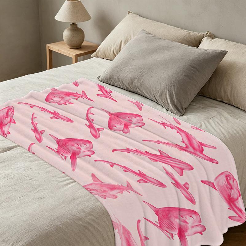 Lightweight Flannel Throw Blanket, Soft Warm Cozy Pink Fresh Design for Home, Christmas & Halloween