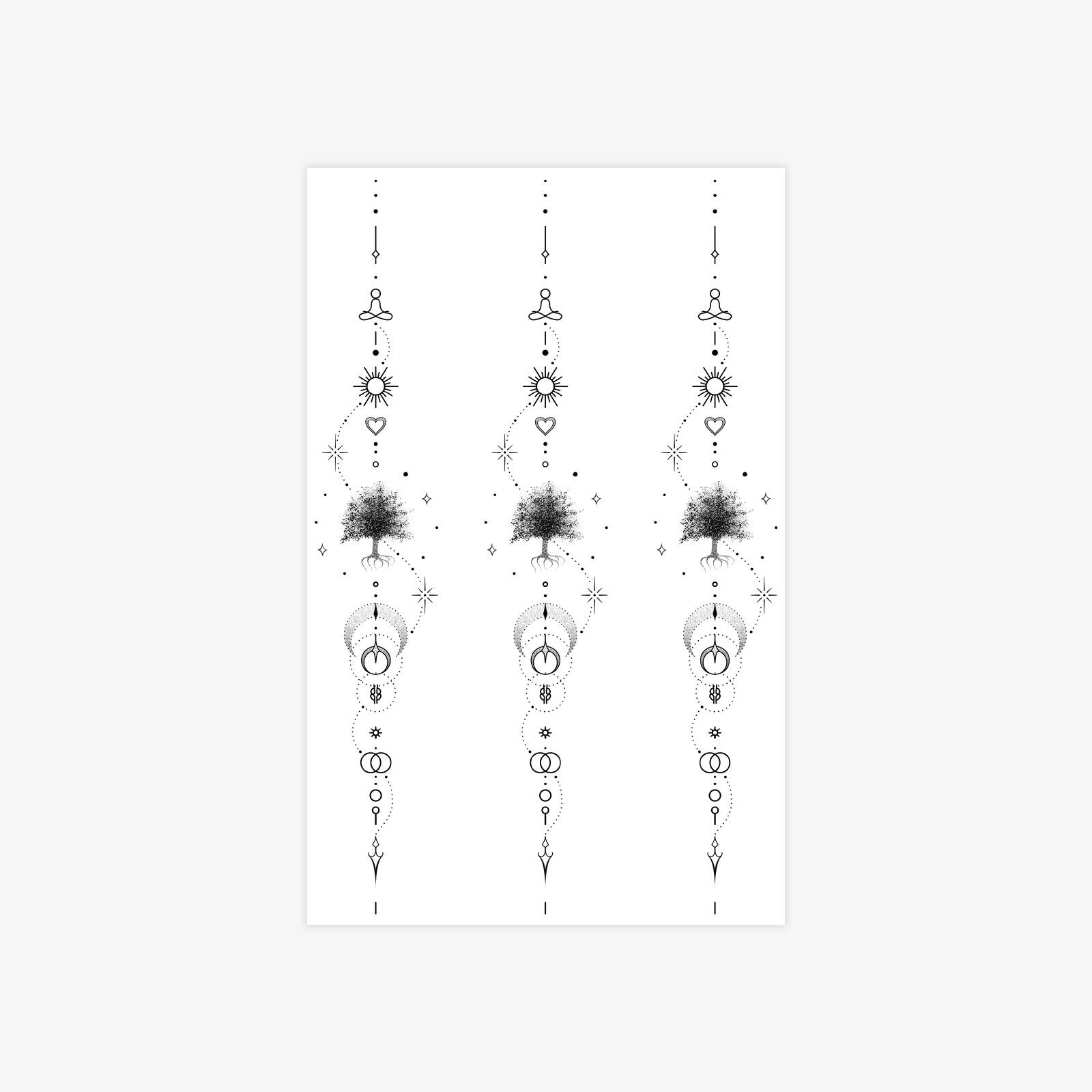 Dark Personality Tattoo Sticker Waterproof Female Lasting Star And Moon Love Line Tattoo Sticker 12*19