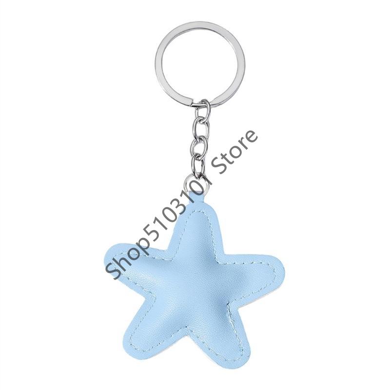 

Colorful Five-Pointed Star Keyring Star Shaped Keychain Handmade PU leather Pentagrams Pendant Key Chain Bag Jewelry синий