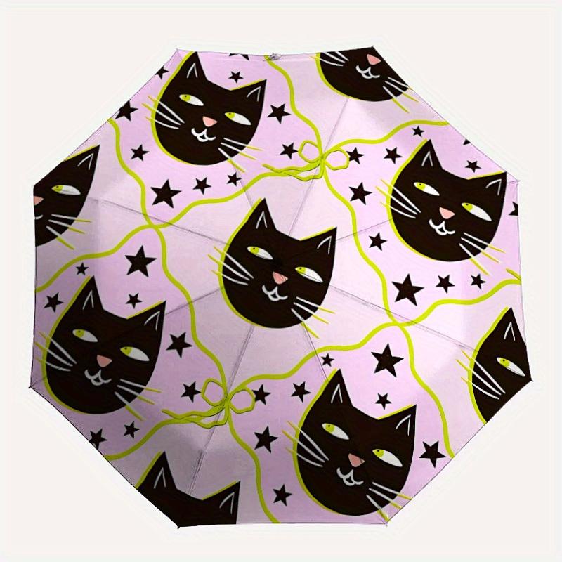 

1pc Black Cat Pattern Automatic Open/close, All-Season Portable Folding Umbrella for Friends, Travel, Everyday yy250812176