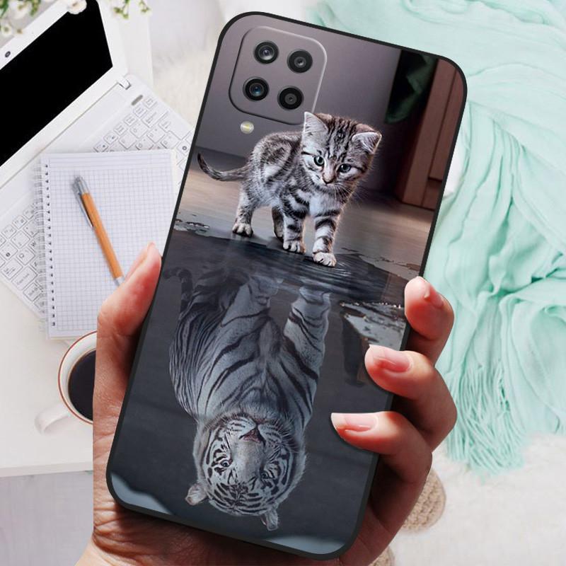 Für Samsung Galaxy A12 Hülle Silikon Luxus Katze Marmor Weiche Stoßstange Abdeckung für Samsung Galaxy M12 A12 Schutz Hüllen A M 12