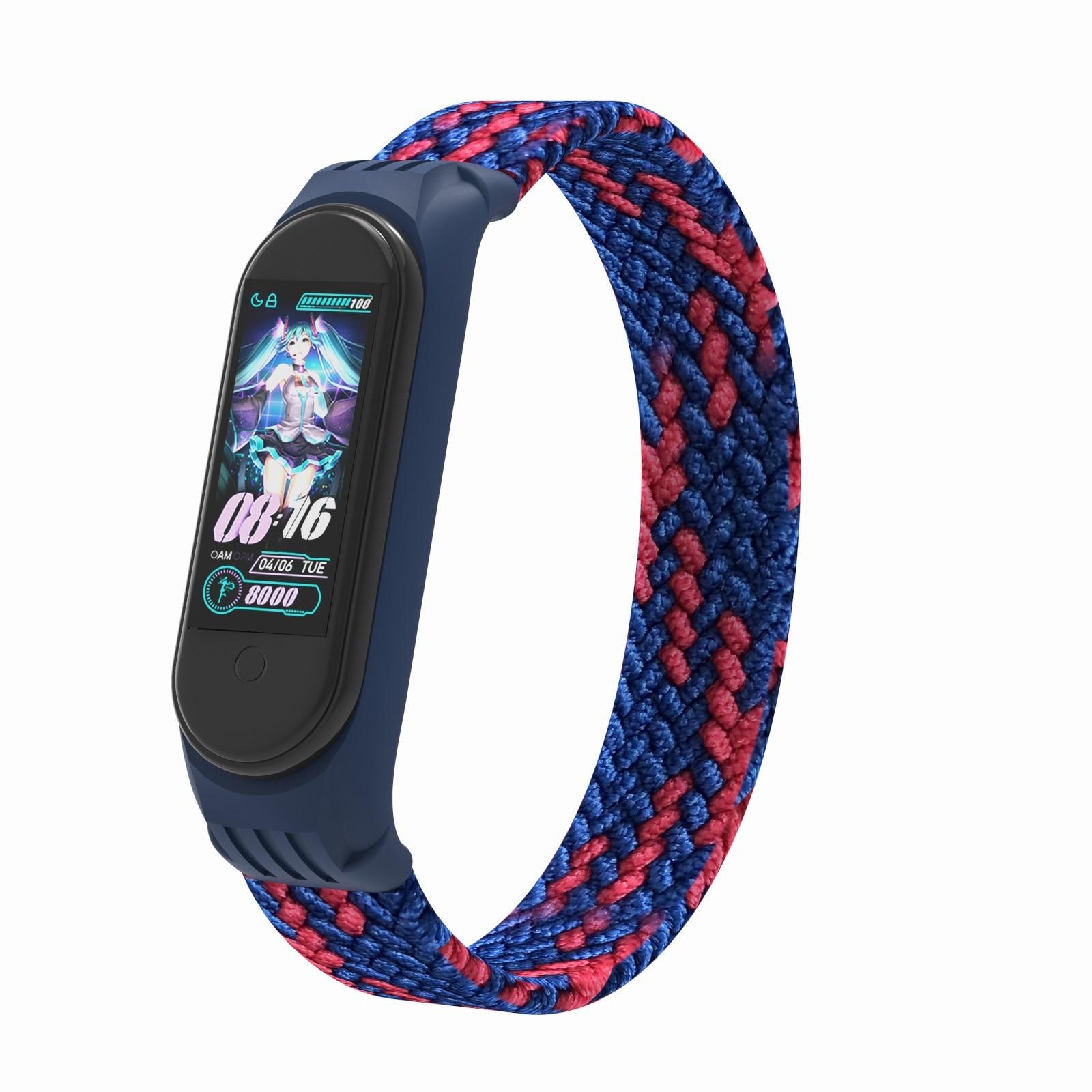 

2021 Плетений ремінець Solo Loop з нейлонової тканини для Xiaomi Mi band 6 5 4 3 Еластичний браслет замінює браслет для mi band 4 5 6 ремінець S 150-160mm