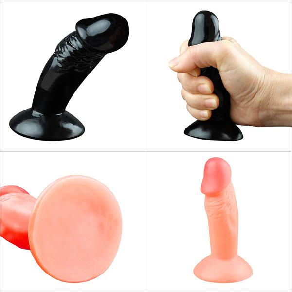 Small Teddy Sucker Simulation Fake Mini Penis Front and Rear Court Anal Plug for Women