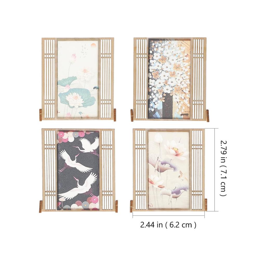 Totority Miniature Folding Screen, Set of 4, Dollhouse Furniture, Room Divider, Chinese-Style Antique Wooden Partition, Decoration, Ornament,