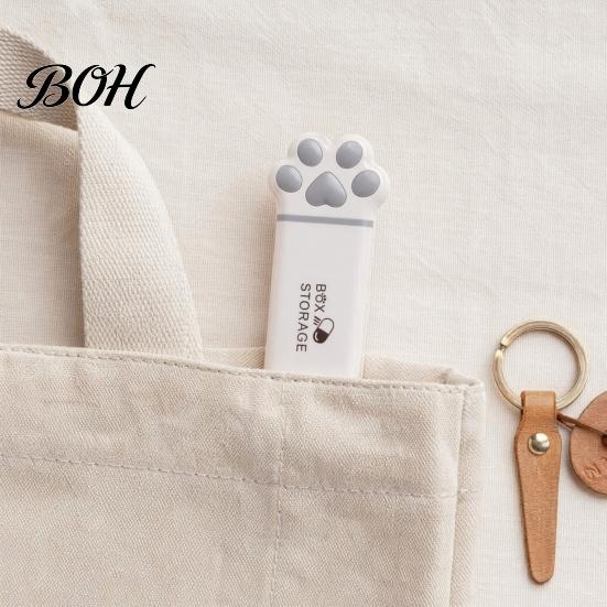 Portable Pill Box Box, Cute Cat Paw Design, with Sealed Buckle Lid, Moisture-Proof Macaron Color Case 3 Compartment Organizer, Medicine Holder