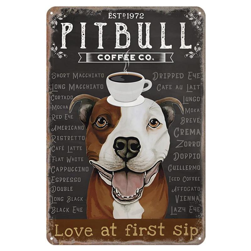 Dogs Metal Tin Signs Labrador Pitbull Wall Art Posters Plaque Vintage Iron Painting Decoration for Home Cafe Game Room Club Bar