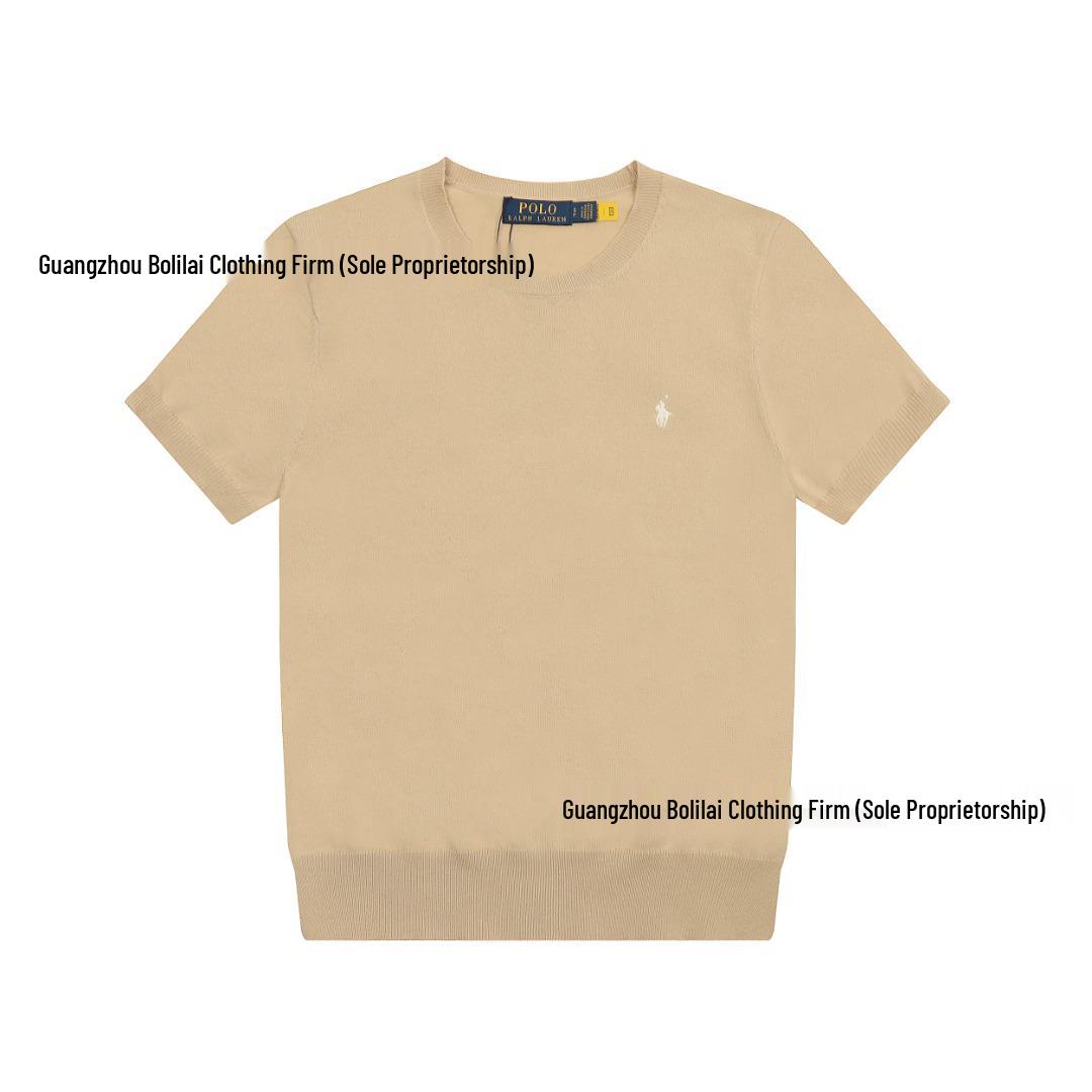 

Вязаная футболка с круглым вырезом Ralph Lauren с логотипом пони Extra Large хаки