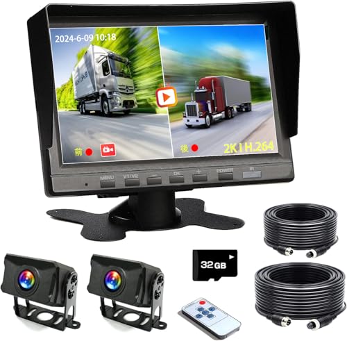 

[Модель 2025 года] Комплект монитора камеры заднего вида 7-дюймовый монитор заднего вида 7-дюймовый монитор Монитор для парковки с привязкой к заднему ходу ЖК-монитор на приборную панель 2 видеовхода