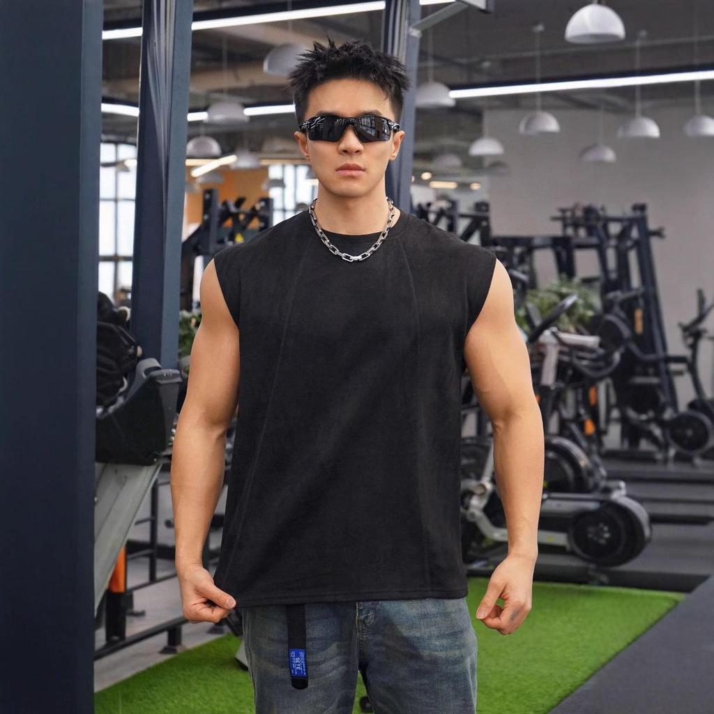 Ανδρικό Βαμβακερό Αμάνικο Tank Top American Fitness Brothers με Φαρδιούς Ώμους για Καλοκαιρινό Τρέξιμο και Αθλητισμό