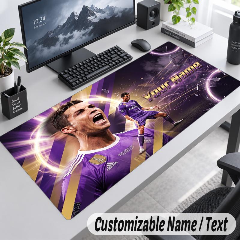 Podložka pod myš s vlastním jménem a textem Cristiano Ronaldo Personalizovaná podložka na stůl pro práci a hraní