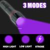 1/2/3PCS T6 LED UV Flashlight Zoomable Torch Light for Ink Dryer Money Fluorescer Detector UV Oil Curing Purple Light Torch