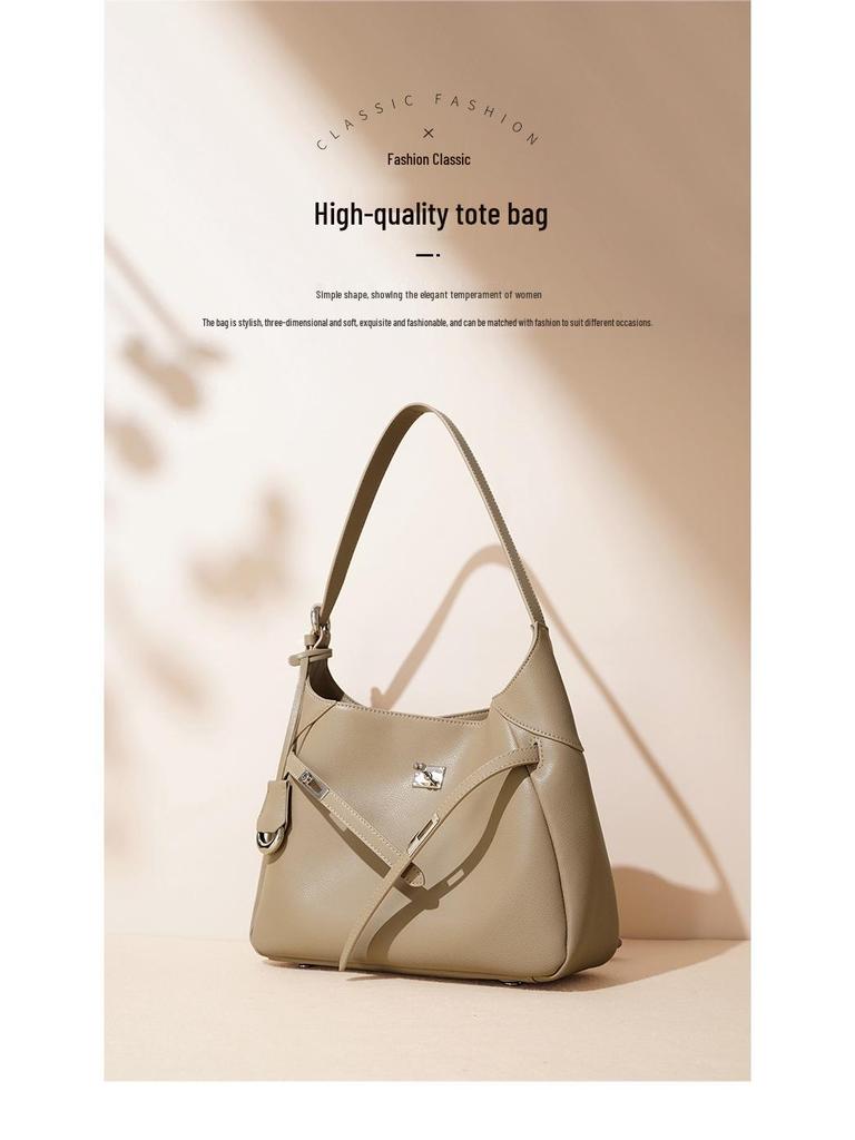 2025 Autumn/Winter Genuine Leather Women's Single Shoulder Crossbody Bag - Chic Niche Design, High-End Fashion, Simple Underarm Style