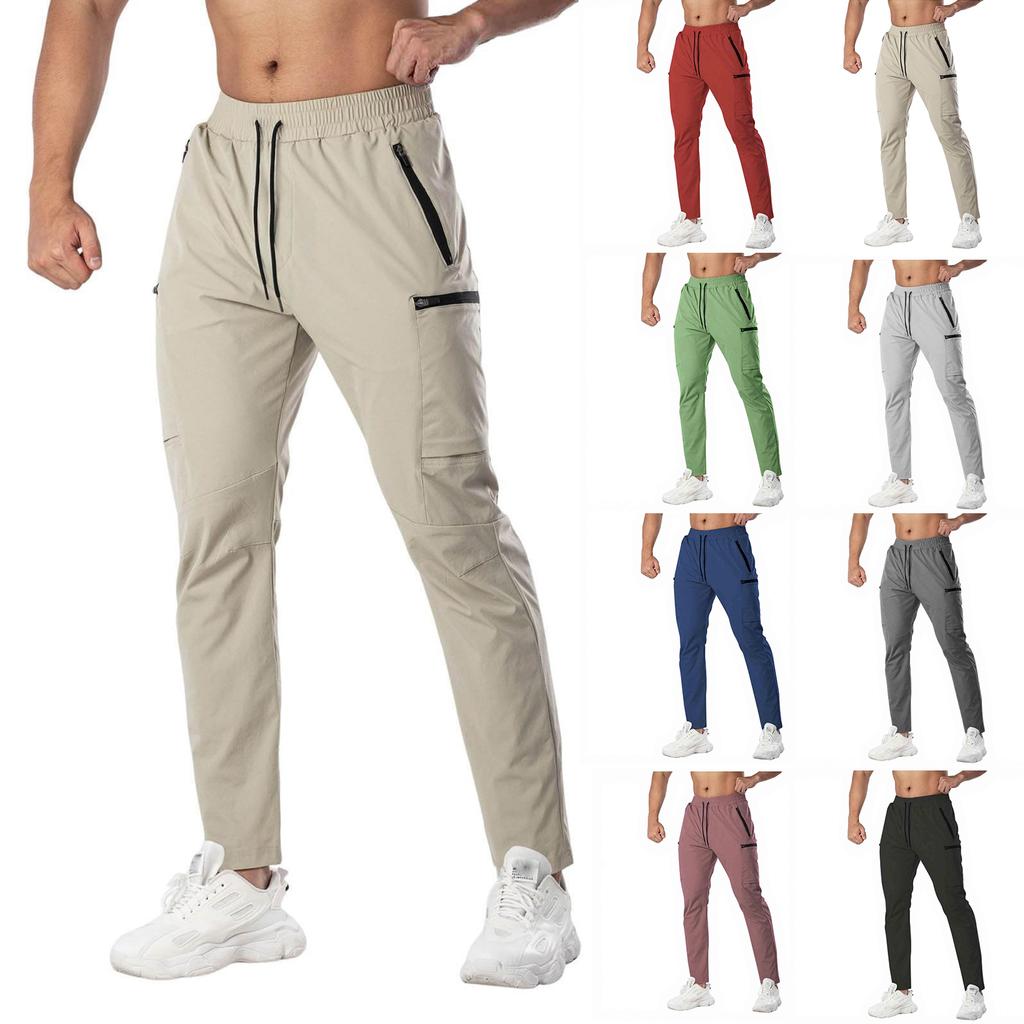 Men’s Quick Dry Sweatpants Stretchy Athletic Joggers Elastic Waist Drawstring Hiking Outdoor Pants With Pockets