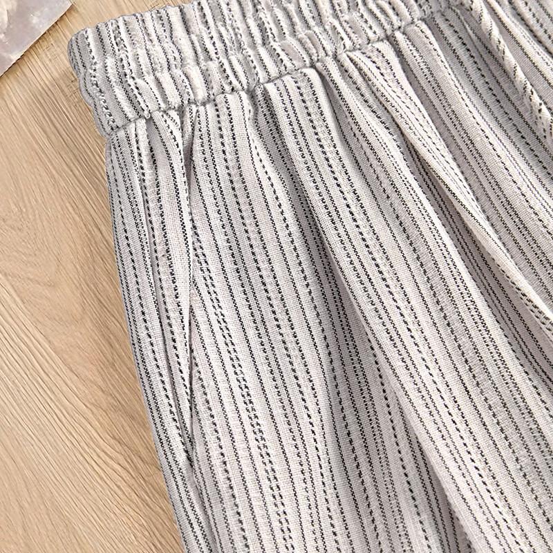Women's Linen Blend Striped Drawstring Wide Leg Pants