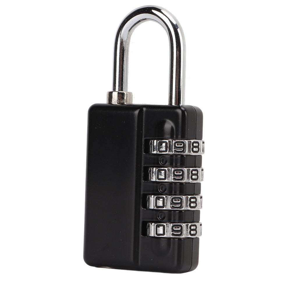 Gym Bag Locker Padlock 4 Digit Combination Zinc Alloy Black Anti Rust Weather Proof with A Key for Travel