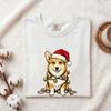 Corgi Puppy Shirt Dog Holiday Gift Women Comic Tee Puppy T-Shirt Dog Fan Cartoon Tshirt Christmas Graphic Retro Christmas Hat Tshirt