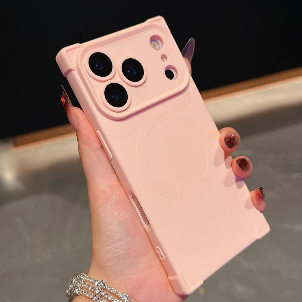Fashion Right Angled Square Silicone Magnetic Phone Case For iPhone 17 Air 16 15 14 13 Plus Pro Max For Magsafe Frosted Cover