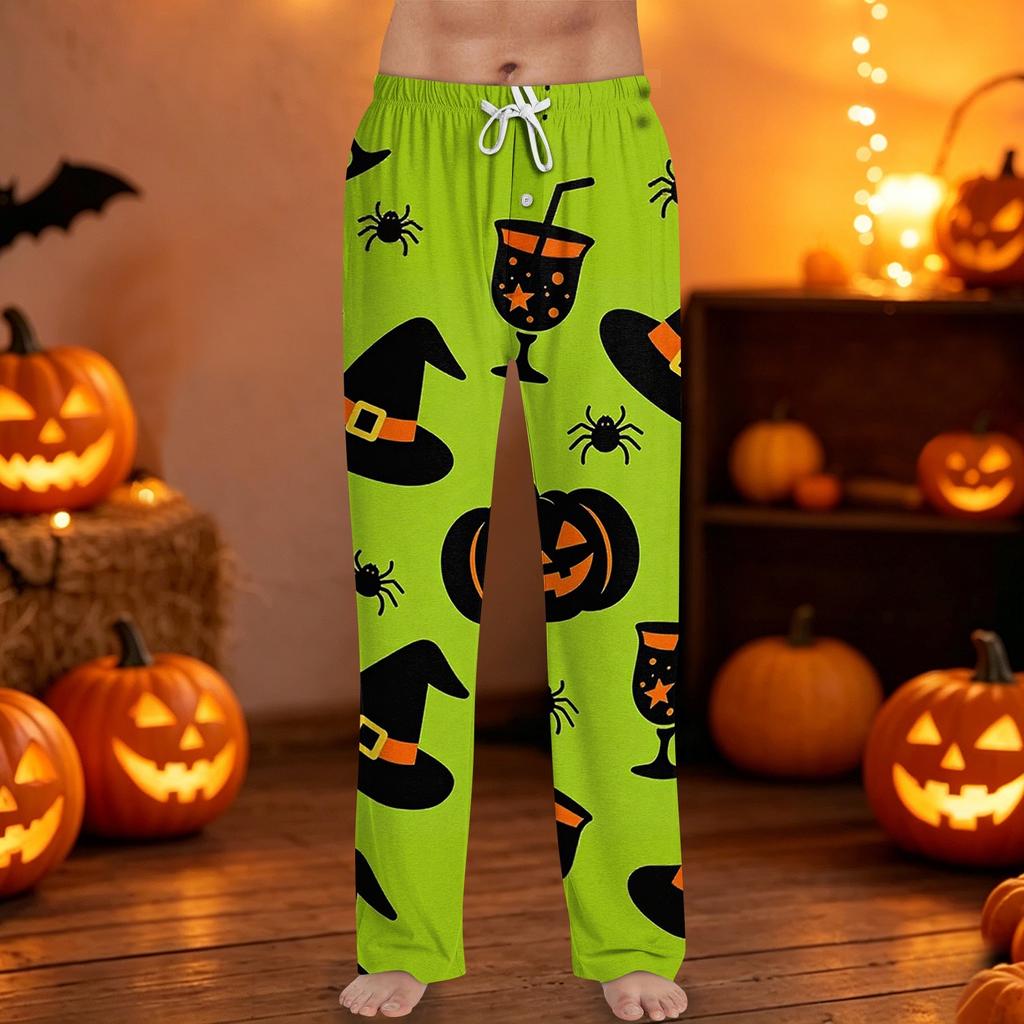 Men's Halloween Print Drawstring Lounge Pants Casual Sleepwear Soft Comfortable Fit Relaxed Style