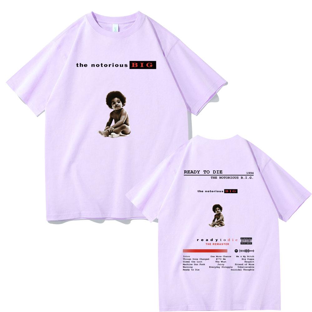 The Notorious Big Double Sided Print T Shirt Rapper Biggie Smalls Ready To Die Hip Hop Oversized T-shirts Men's Vintage Tshirt