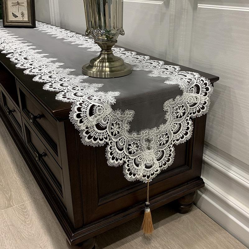 American Coffee Table, Tv Cabinet, Tablecloth, Lace Fabric, European Dressing Table, Table Flag, Shoe Cabinet, Long Strip Dust Proof Cover Cloth