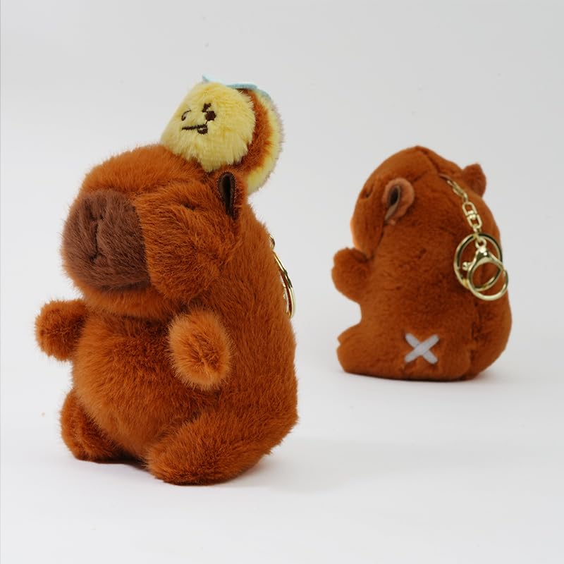 Clearstone Capybara Plush Chavimaru with Brown Keychain, Honeybees, 19cm,