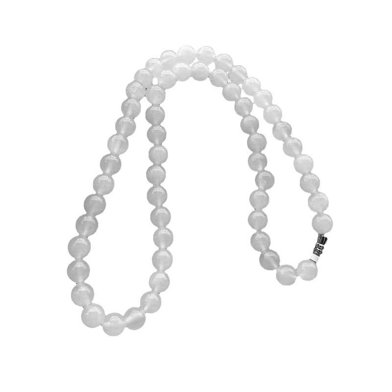 Natural White Hetian Jade Bead Bracelet Necklace: Unisex Buddhist Rosary In Welfare Style