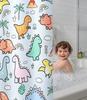Cute Dinosaur Pattern Polyester Shower Curtain 180X180Cm - Waterproof Kids Bathroom Decor With Hooks For Home Textiles
