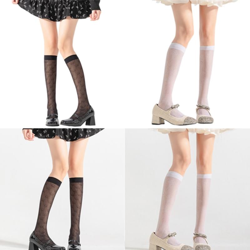 Womens Girls Sheer Knee High Socks Summer Spring Knee High Stockings Nylons Silk Stockings Sweet Cute Calf Socks Gifts