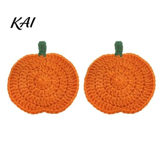 Cojín de Calabaza Tejido a Crochet Posavasos Hechos a Mano, Manteles Individuales de Poliéster Suave para Café, Regalo para Inauguración de Casa Temática de Otoño Accesorios de Comedor Estilo Casa de Campo Mesa de Cocina