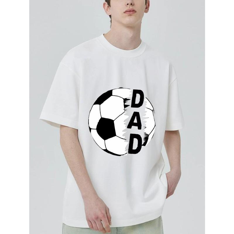 Black T Shirt With Soccer Ball And Dad Print For Casual Wear
