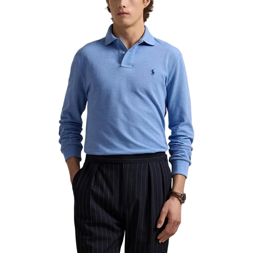 Polo Ralph Lauren Custom Slim Fit Mesh Long Sleeve Polo Shirt Men tops Royal-Blue 710680790-143