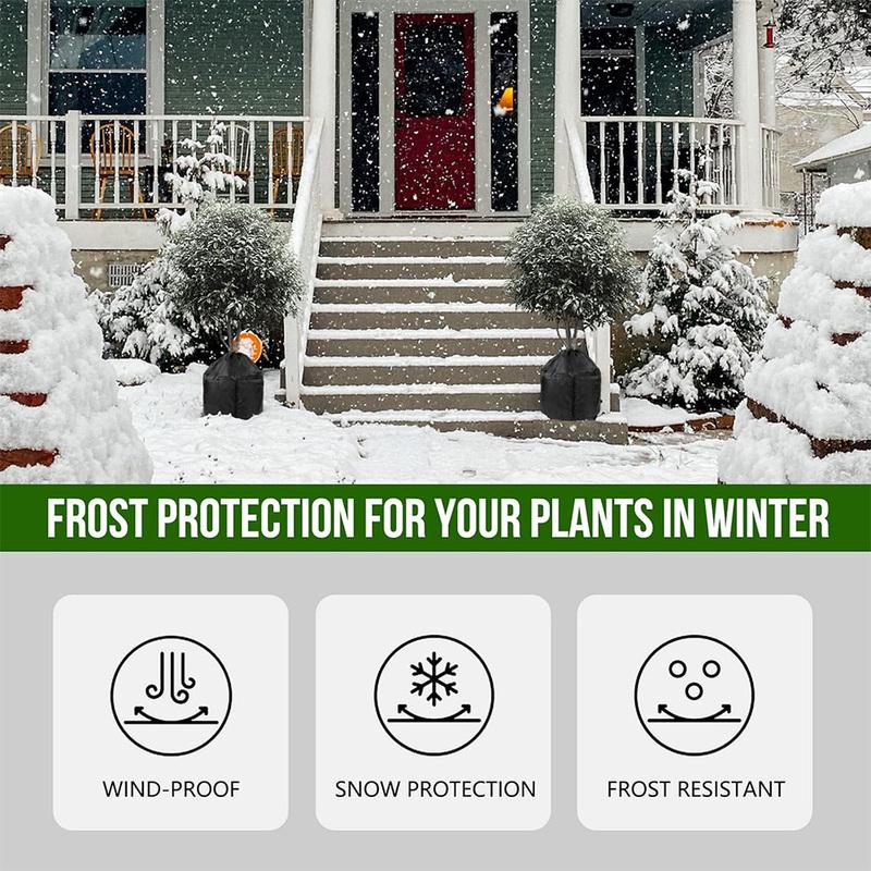 1 pièce Sac de protection hivernale pour plantes avec cordon de serrage et fermeture éclair Tissu non tissé respirant Protège les plantes du gel 45 x 50 cm