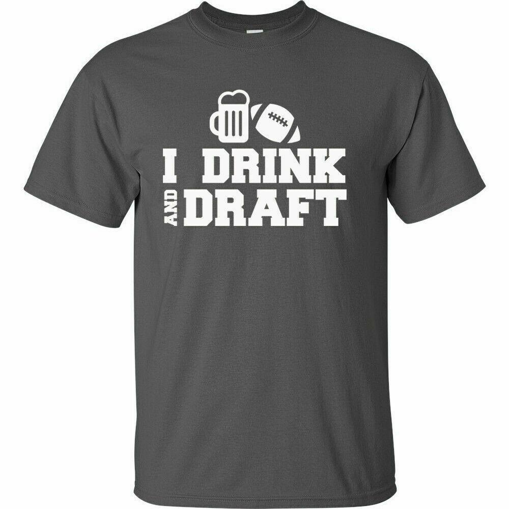 I Drink and Draft White Logo T Shirt Football Season Tailgate Beer Touchdown XXXXL