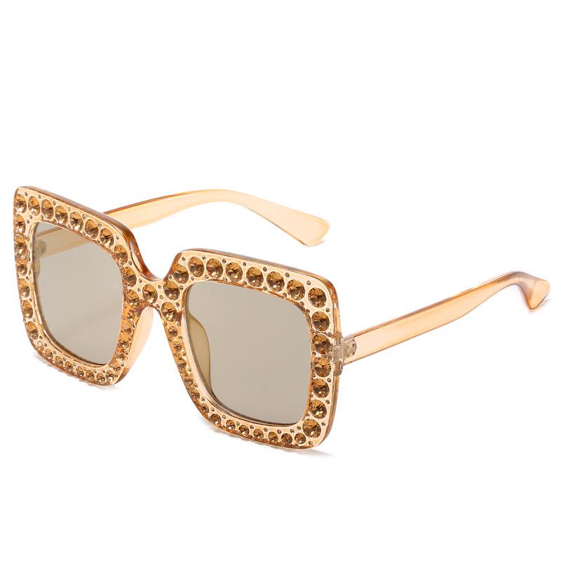 Vintage Oversized Square Sunglasses Women Luxury Crystal Rhinestone Eyewear Colorful Diamond Big Frame Sun Glasses