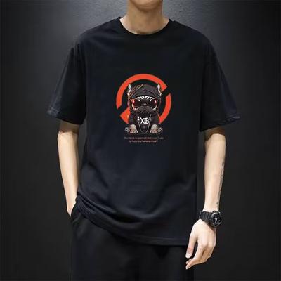 Herren T-Shirt Tops Sommer Neue vielseitige Rundhals Breite Version des T-Shirts Welpendruck Herren Kurzarm Casual Body Shirts Männlich