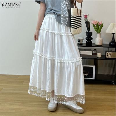 Frauen Casual elastische Taille lose Sommer lange Röcke