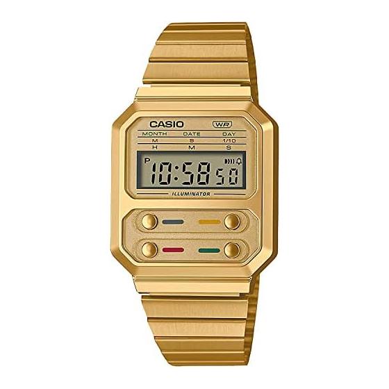 CASIO Дешевые Casio Chipkashi Часы Унисекс Мужские Женские Кварцевые Цифровые Золотые A100WEG-9A [Параллельный Импорт]