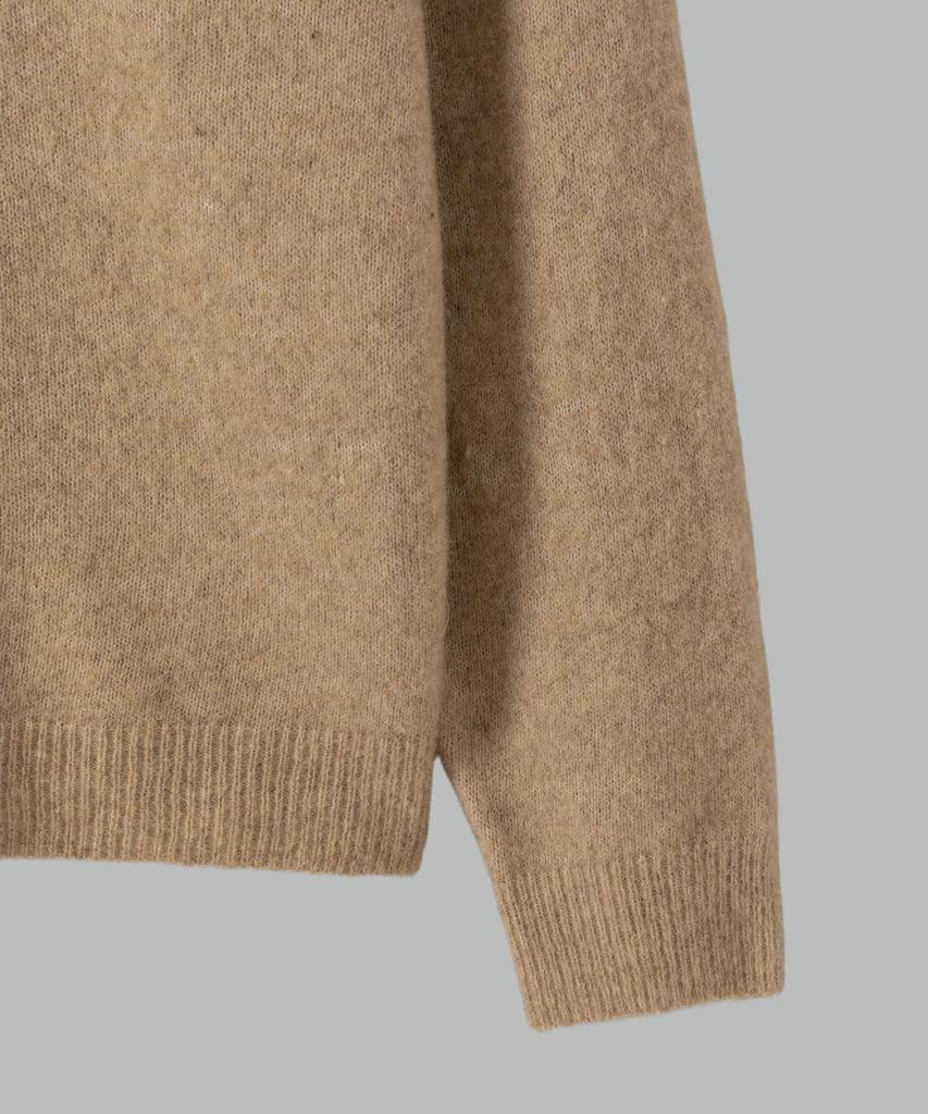 NONBLANK Mohair Wool Blend Crop Round Knit_Beige