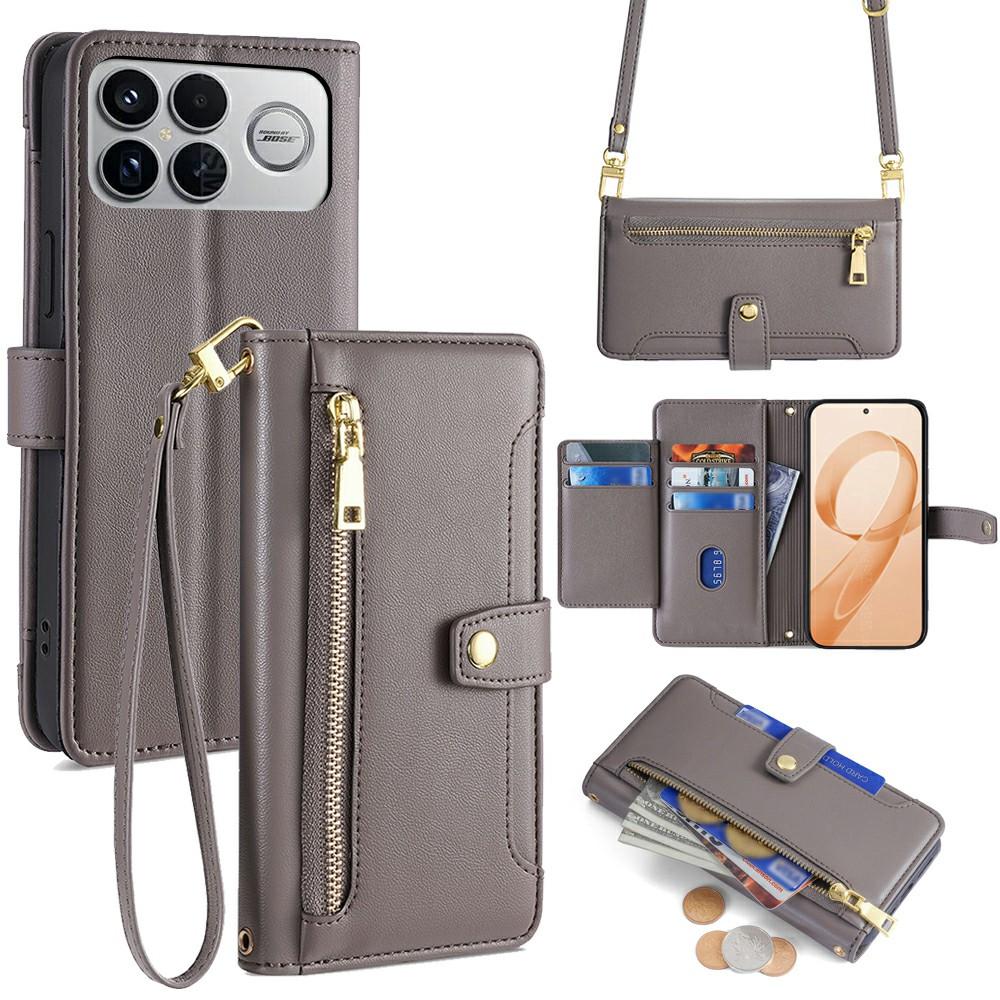 For Xiaomi Poco F8 Ultra/Redmi K90 Pro Max 5G Leather Case Zipper Pocket Wallet Phone Cover with 2 Straps