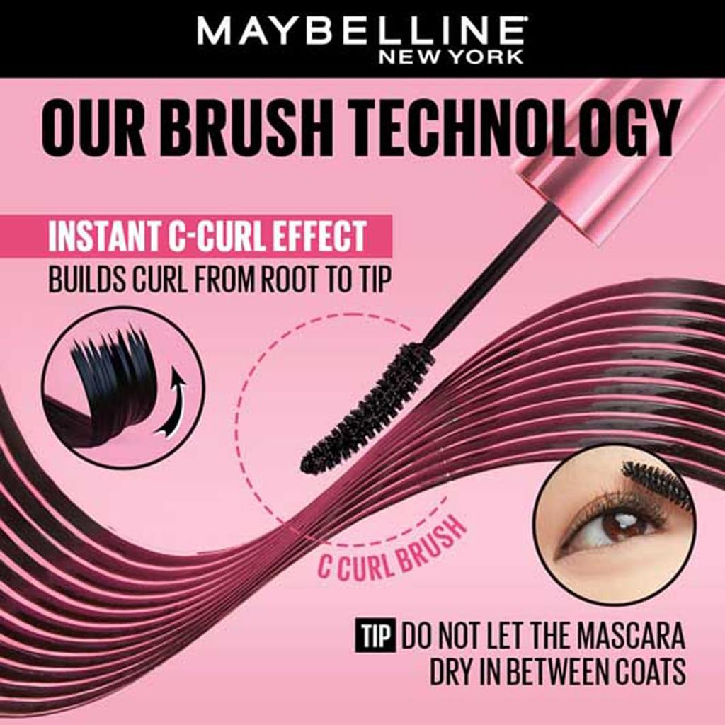 Maybelline Volum' Express Hypercurl Mascara Plain Black Wash-off Easily