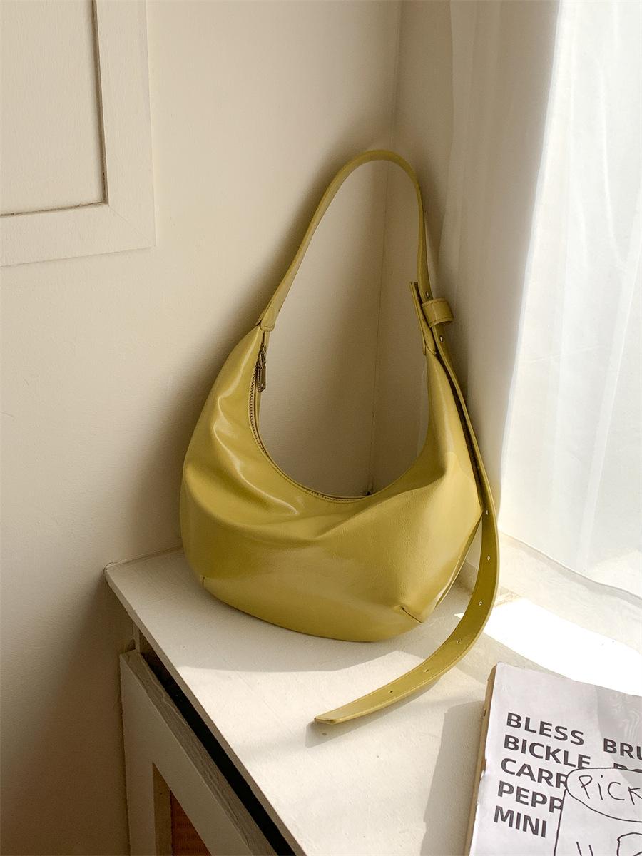 

Новая нишевая сумка под мышкой, простая наплечная сумка-мессенджер, женская сумка, высококачественная сумка-пельмень из мягкой кожи жёлтый