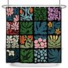 Boho Floral Geometric Shower Curtain Abstract Colorful Flower Waterproof Bath Curtain Fabric Bathroom Decorations with 12 Hooks